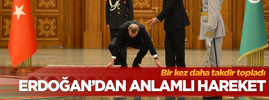 Erdoğan iki ülkenin bayrağını yerden alarak cebine koydu