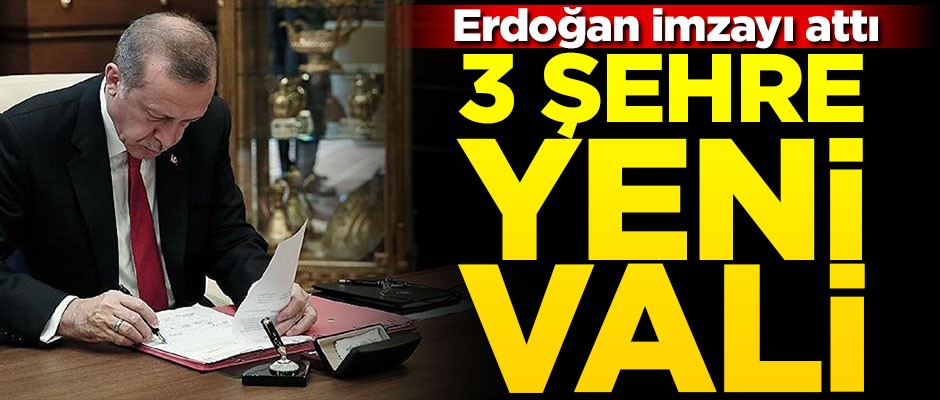 Erdoğan imzaladı, 3 şehre yeni vali atandı