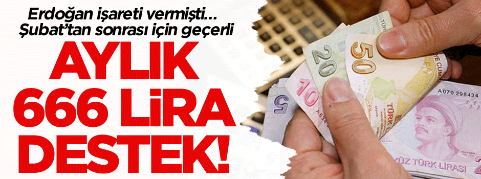 Erdoğan işareti vermişti… Aylık 666 lira destek! 1 Şubat’tan sonrası için geçerli...