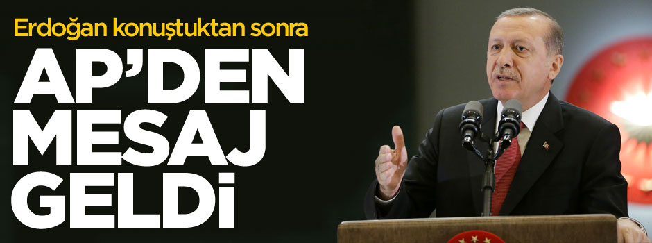 Erdoğan konuştu, AP'den mesaj geldi