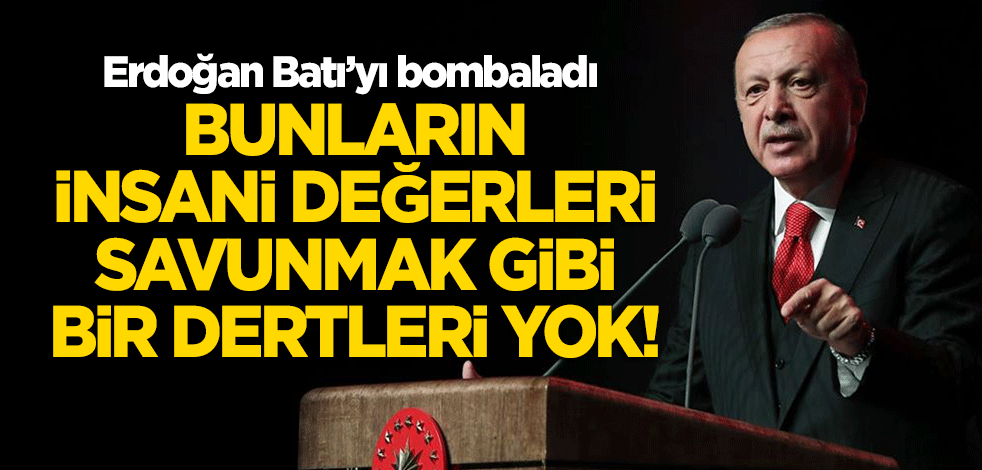 Erdoğan: Bunların insani değerleri savunmak gibi bir dertleri yok!