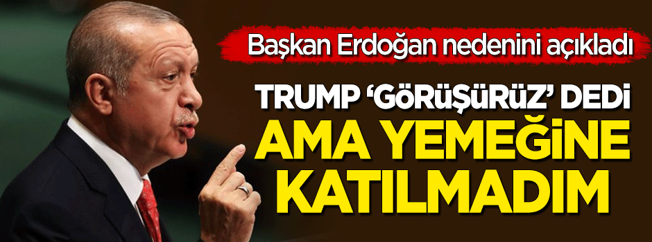Erdoğan: Trump 'görüşürüz' dedi ama yemeğine katılmadım