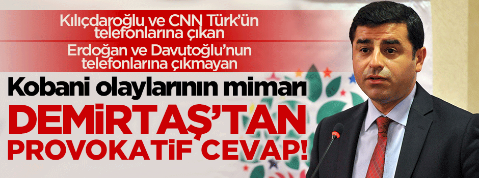 Erdoğan ve Davutoğlu'nun telefonlarına çıkmayan Demirtaş'tan provokatif cevap!