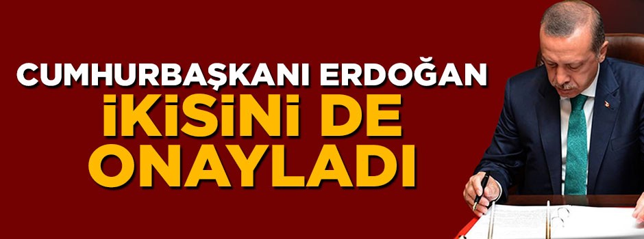 Erdoğan'dan 2 kanuna onay