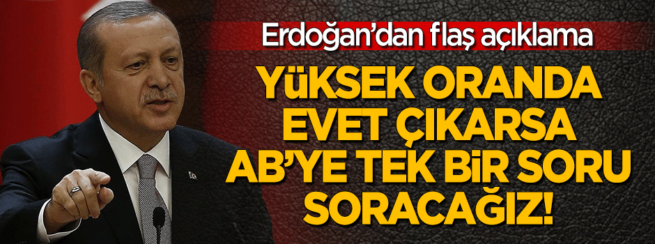 Erdoğan'dan flaş açıklama: AB'ye tek bir soru soracağız