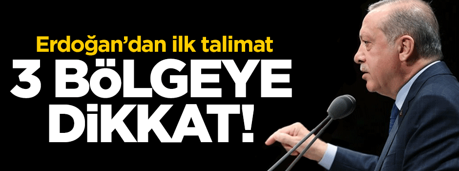 Erdoğan'dan ilk talimat! 3 bölgeye dikkat