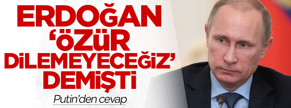 Erdoğan'ın 'özür dilemeyeceğiz' açıklamasına Putin'den cevap