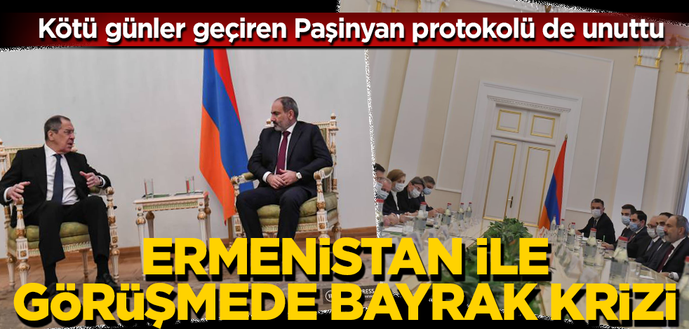 Ermenistan ve Rusya görüşmesinde bayrak krizi