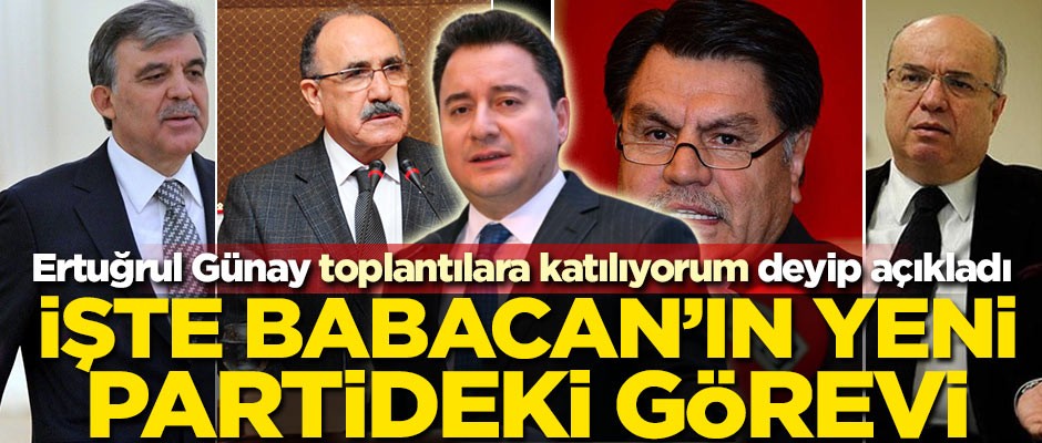 Ertuğrul Günay, 'Toplantılara katılıyorum' deyip açıkladı! İşte Babacan'ın yeni partideki görevi