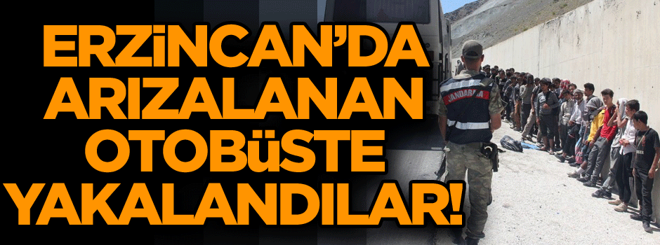 Erzincan’da arızalanan otobüste yakalandılar!