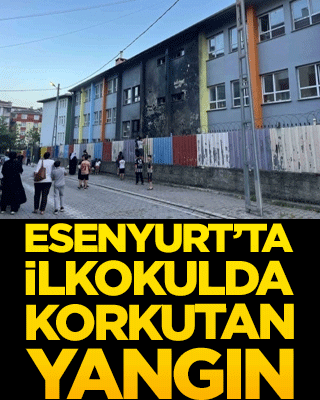Esenyurt’ta ilkokulda korkutan yangın! Okul duvarına istiflenen sıralar alev alev yandı!