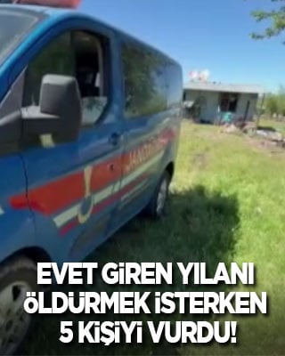 Eve giren yılanı öldürmek isterken 5 kişiyi vurdu