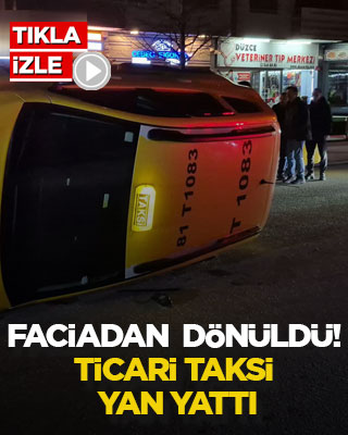 Faciadan dönüldü! Ticari taksi yan yattı