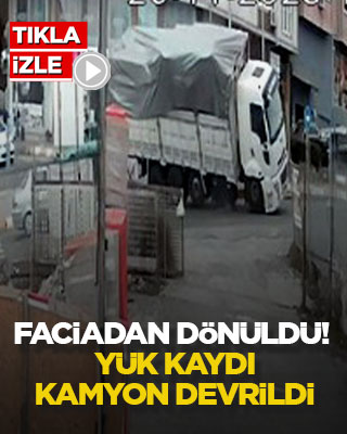 Faciadan dönüldü! Yük kaydı, kamyon devrildi