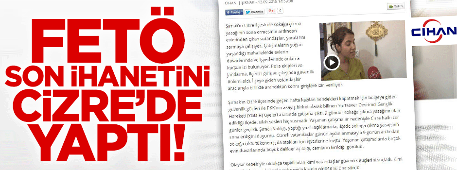 FETÖ son ihanetini Cizre'de yaptı!