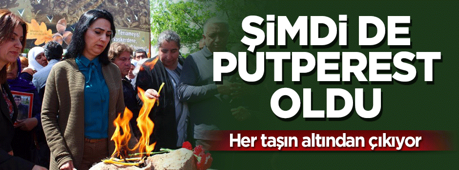 Figen Yüksekdağ putun önünde mum yaktı