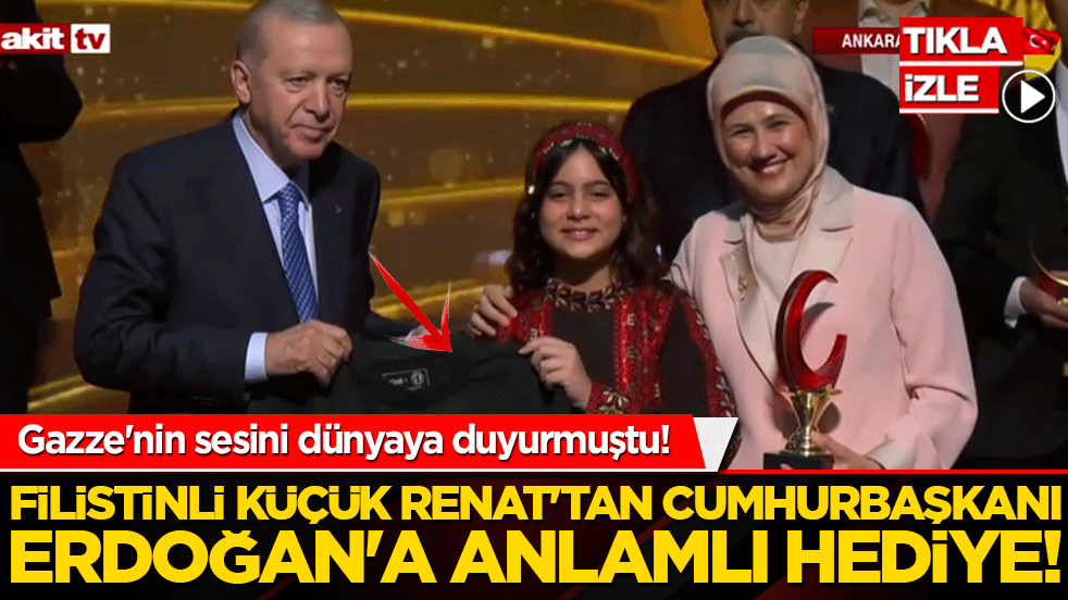 Filistinli küçük Renat'tan Cumhurbaşkanı Erdoğan'a anlamlı hediye!