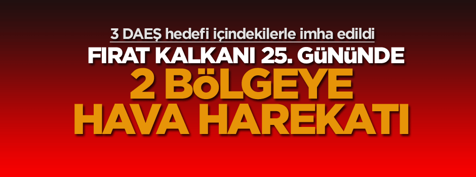 Fırat Kalkanı 25. Gününde, 2 bölgeye hava harekatı