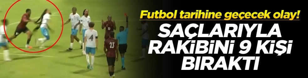 Futbol tarihine geçecek olay! Saçlarıyla rakibini 9 kişi bıraktı