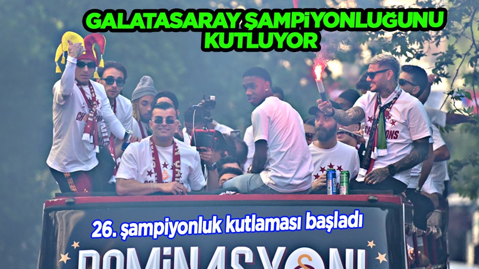 Galatasaraylı futbolcular, şampiyonluk kutlamaları için RAMS Park'a hareket etti