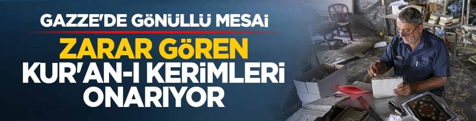 Gazze'de gönüllü mesai: Zarar gören Kur'an-ı Kerimleri onarıyor