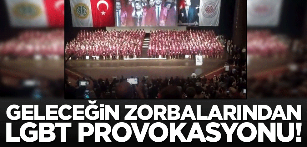 Geleceğin beyaz önlüklü zorbalarından LGBT provokasyonu! Yemin metni okunurken bunu yaptılar...