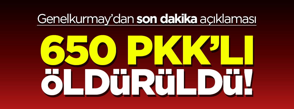 Genelkurmay: 650 terörist öldürüldü!