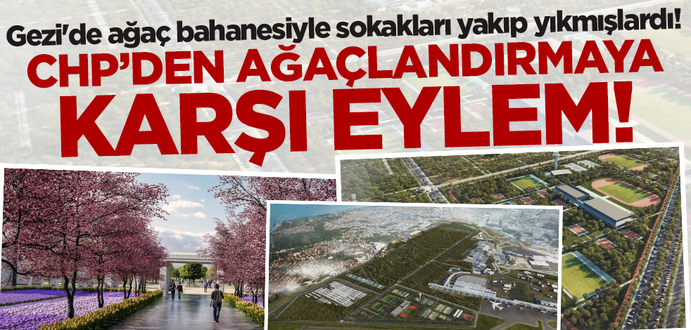 Gezi'de ağaç bahanesiyle sokakları yakıp yıkmışlardı! CHP'den ağaçlandırmaya karşı eylem