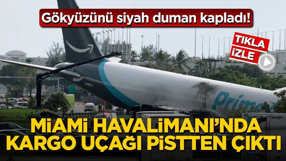 Gökyüzünü siyah duman kapladı! Miami Havalimanı’nda kargo uçağı pistten çıktı