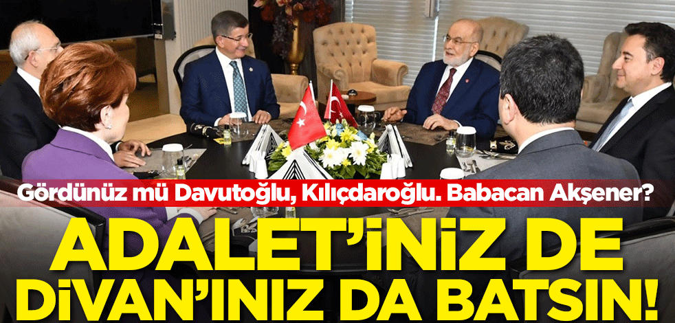 Gördünüz mü Davutoğlu, Kılıçdaroğlu. Babacan Akşener? Adalet'iniz de Divan'ınız da batsın'