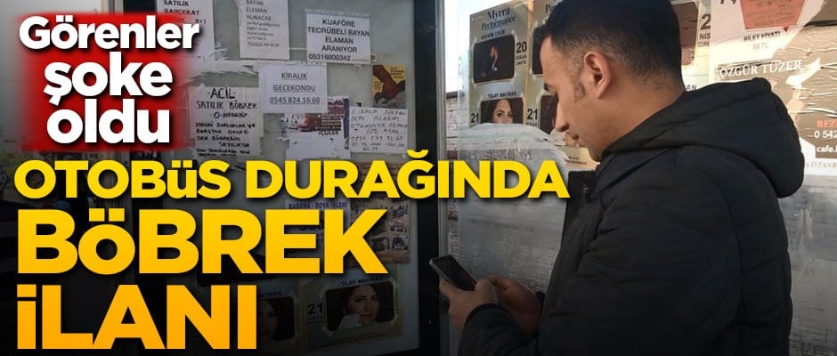 Görenler şoke oldu! Otobüs durağında böbrek ilanı