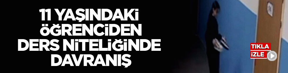 Görenler takdir etti! 11 yaşındaki öğrenciden ders niteliğinde davranış
