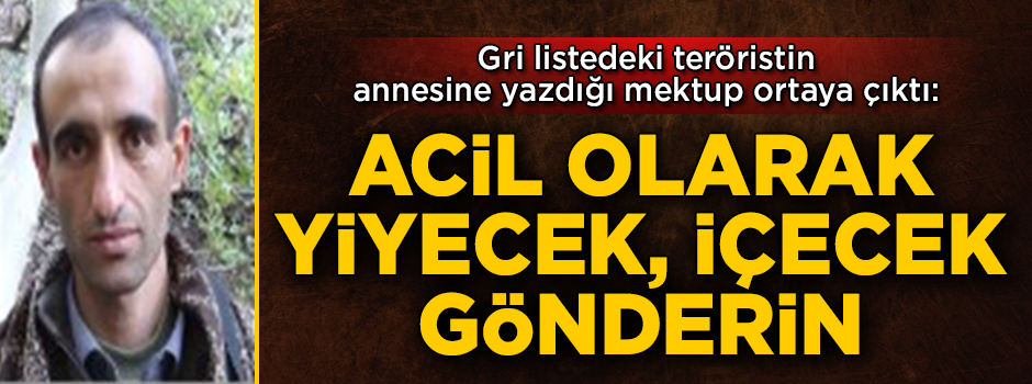 Gri kategorideki teröristin annesine yazdığı mektup bulundu! "Acil olarak yiyecek, içecek gönderin"