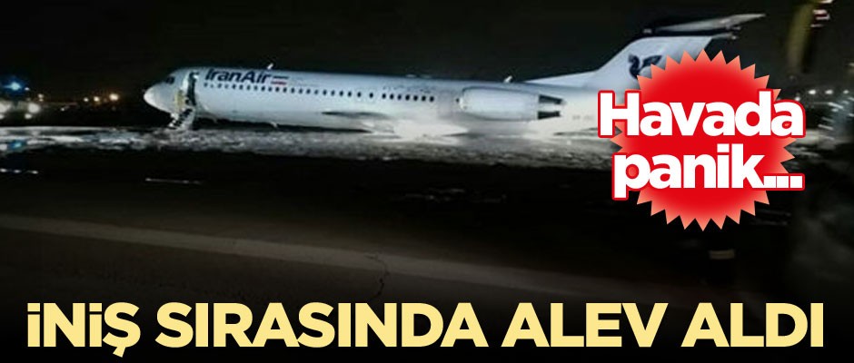 Havada panik... İniş sırasında alev aldı