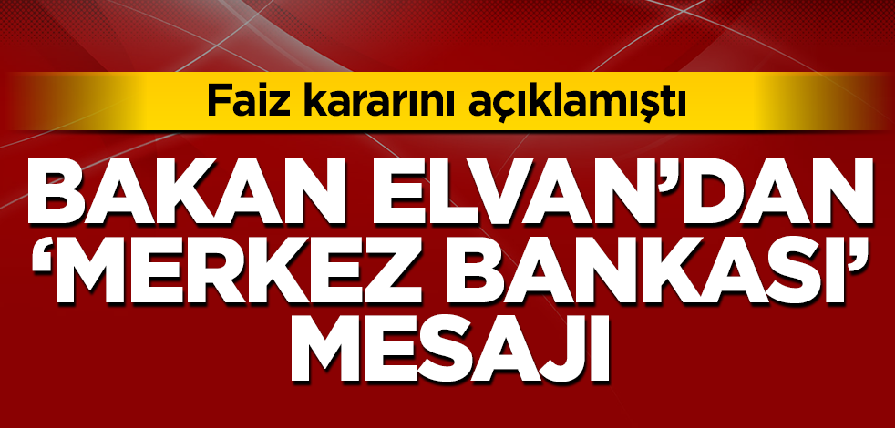 Hazine ve Maliye Bakan Lütfi Elvan'dan Merkez Bankası açıklaması