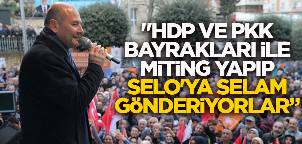 "HDP ve PKK bayrakları altında miting yapıp, Selo'ya selam gönderiyor"