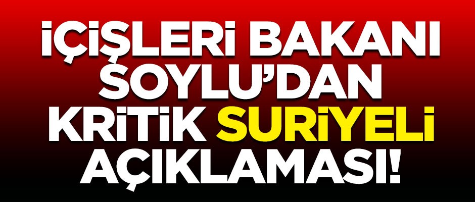 İçişleri Bakanı Süleyman Soylu'dan kritik "Suriyeli" açıklaması!