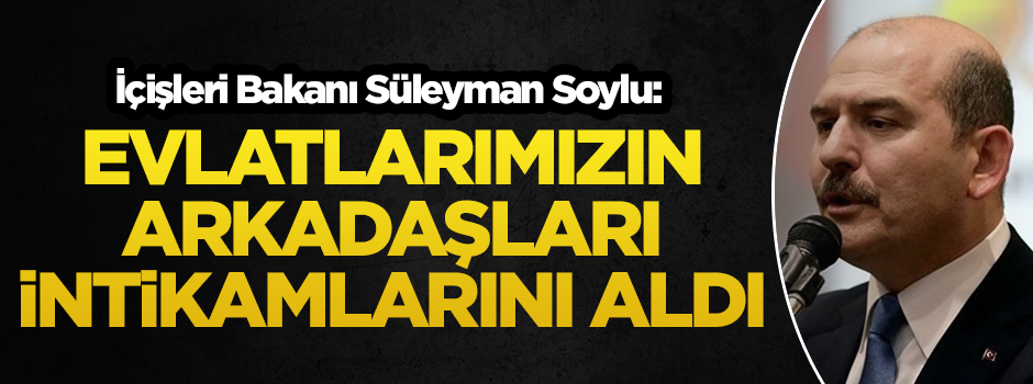 İçişleri Bakanı Süleyman Soylu: Evlatlarımızın arkadaşları intikamlarını aldı