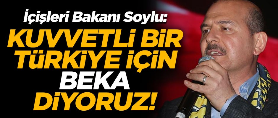 İçişleri Bakanı Süleyman Soylu: Kuvvetli bir Türkiye için 'beka' diyoruz