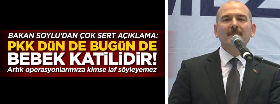 İçişleri Bakanı Süleyman Soylu'dan çok sert açıklama! 'PKK dün de, bugün de bebek katilidir'