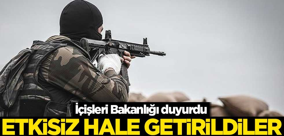 İçişleri Bakanlığı duyurdu! Silahlarıyla beraber etkisiz hale getirildiler