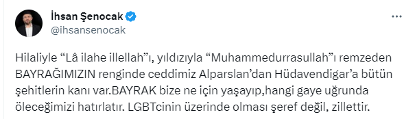 İhsan Şenocak Hoca'dan 'bayrak' mesajı! 'LGBT'cinin üzerinde olması şeref değil zillettir'