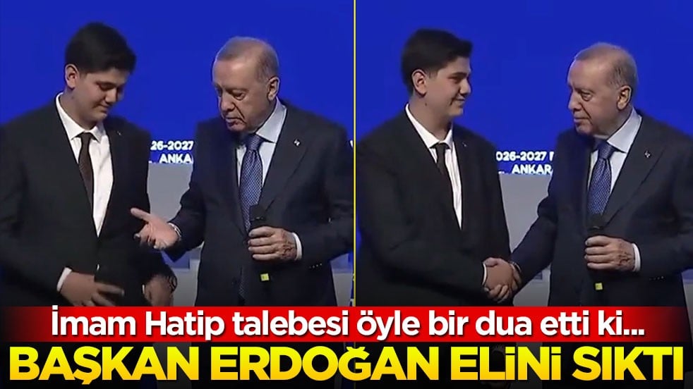 İmam Hatip talebesi öyle bir dua etti ki... Başkan Erdoğan elini sıktı
