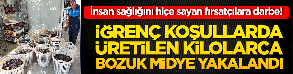 İnsan sağlığını hiçe sayan fırsatçılara darbe! İğrenç koşullarda üretilen kilolarca bozuk midye yakalandı!