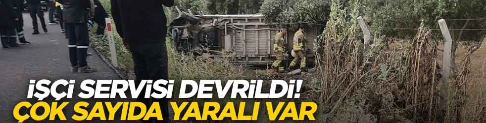İşçi servisi devrildi! Çok sayıda yaralı var