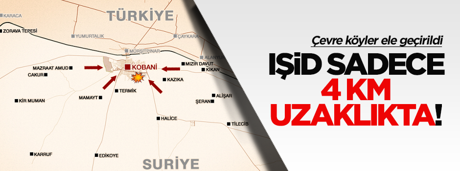 IŞİD Ayn-el Arab'a 4 kilometre uzaklıkta!