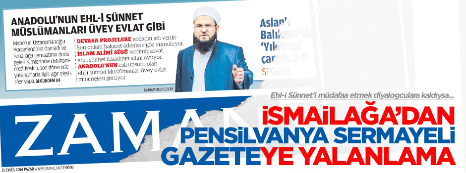 İsmailağa'dan diyalogcu Zaman'ın fitne kokan haberine yalanlama