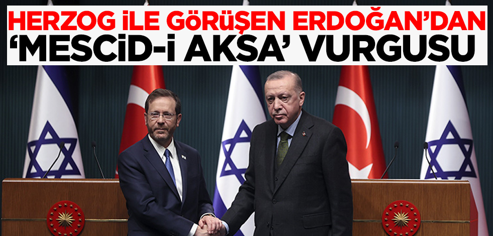 İsrail Cumhurbaşkanı Herzog ile görüşen Cumhurbaşkanı Erdoğan'dan 'Mescid-i Aksa' vurgusu