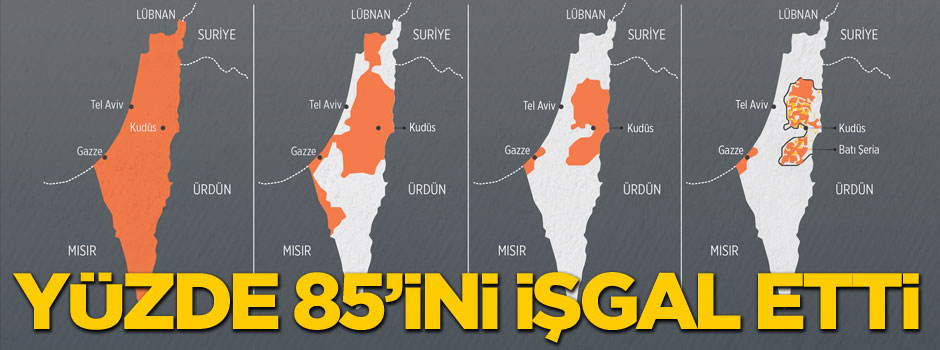 İsrail Filistin topraklarının yüzde 85'ine el koydu