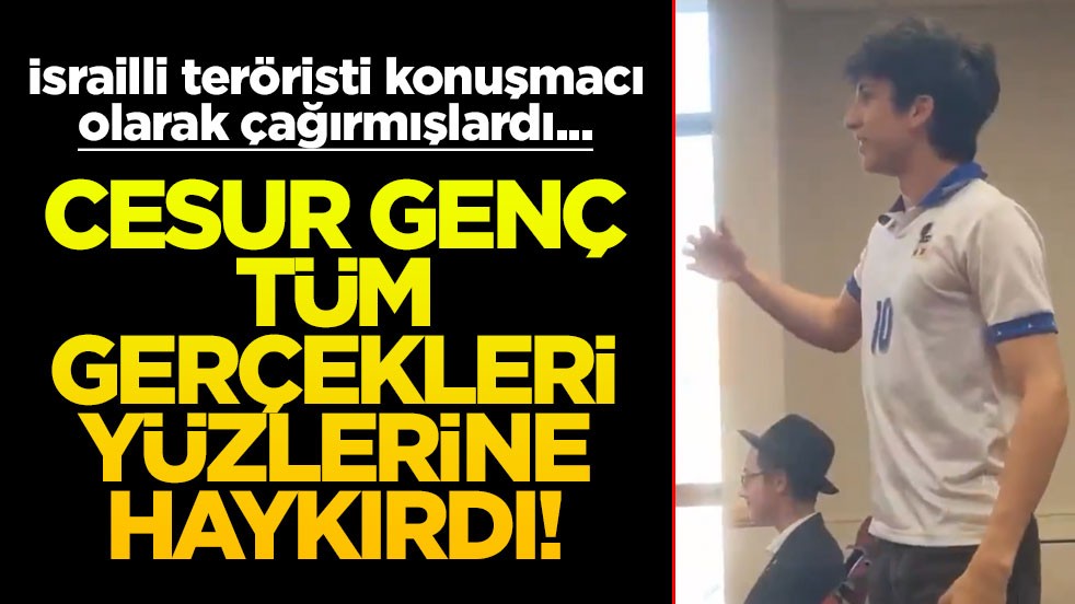 İsrailli teröristi konuşmacı olarak çağırmışlardı... Cesur genç tüm gerçekleri yüzlerine haykırdı!